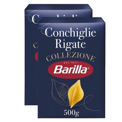 Barilla Collezione Pâtes Conchiglie Rigate, Lot de 2x500g