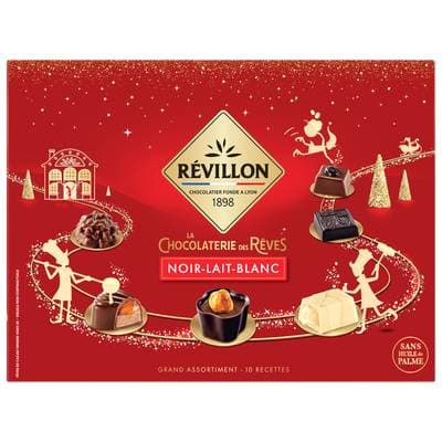 Révillon Grand Coffret Chocolat Noir, Lait et Blanc 10 recettes, 409g