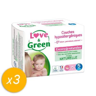 Love & Green Couches écologiques T5 10-25kg, Lot de 3x40 couches