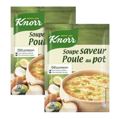 Knorr Soupe Saveur Poule au Pot aux Petits Légumes déshydratée, Lot de 2x75g
