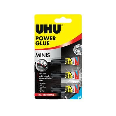 Uhu Colle instantanée Power Glue Minis tubes, 3 x 1g