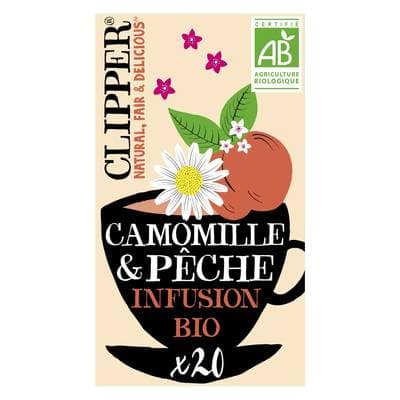 Clipper Infusion Camomille Pêche bio, 20 sachets