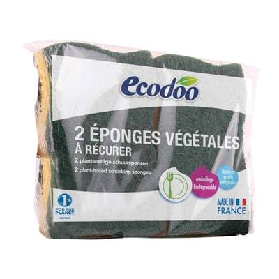 Ecodoo Éponges végétales à récurer, 2 éponges