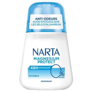 Narta Déodorant Bille Magnesium Protect 48H d'Efficacité Invisible, 50ml