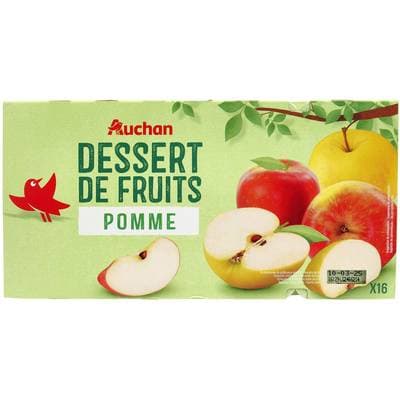 Auchan Dessert de fruits pomme, 16x100g