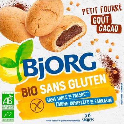 Bjorg Petit fourré goût cacao bio et sans gluten, 180g