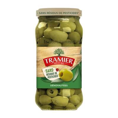 Tramier Olives Vertes Dénoyautées Zero Résidus de Pesticides, 260g