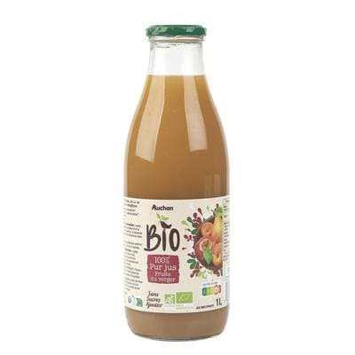 Auchan BIO Pur jus de fruits du verger bio sans sucres ajoutés, 1L