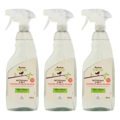 Auchan Better Life Spray cuisine salle de bain à l'acide citrique, Lot de 3x750ml