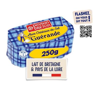 Paysan Breton Beurre moulé aux cristaux de sel de Guérande, 250g