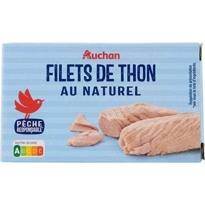 Auchan Filets de thon au naturel, 81g