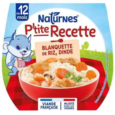 Naturnes® - P'tite Recette Blanquette de Riz Dinde Bol Bébé Dès 12 mois, 2x200g