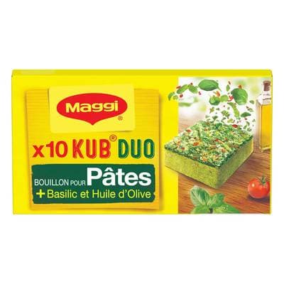 Maggi Bouillon Kub pour Pâtes Basilic et Huile d'Olive - 10 Cubes, 10x10,5g