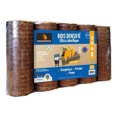Woodstock 5 Bûches de bois densifiées ultra calorifique, 7,5kg