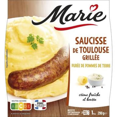 Marie Saucisse de Toulouse Grillée, Purée de Pomme de Terre, 290g