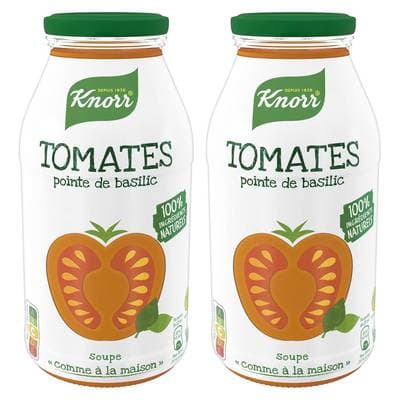 Knorr & La Potagère Soupe tomate pointe de basilic- Comme à la maison, Lot de 2x45cl