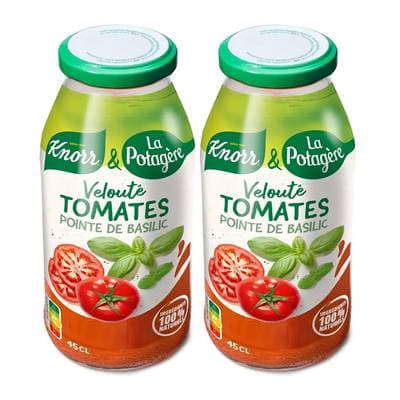 Knorr & La Potagère Soupe tomate pointe de basilic- Comme à la maison, Lot de 2x45cl