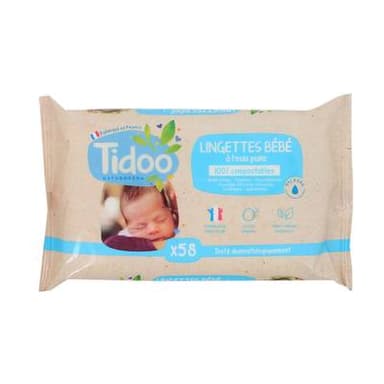 Tidoo Lingettes à l'eau pure, 58 lingettes