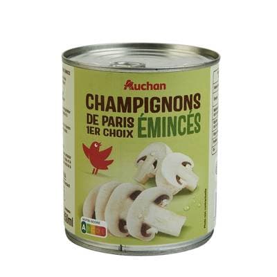 Auchan Champignons de Paris émincés, 460g