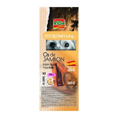 Riga Essential Mini Os de jambon de porc à mastiquer x3 - Friandise Récompense pour chien, 95g