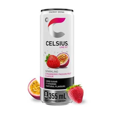 Celsius Boisson énergisante saveur fraise passion, 35,5cl