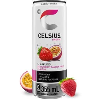 Celsius Boisson énergisante saveur fraise passion, 35,5cl