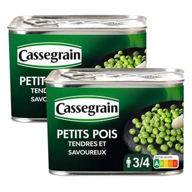 Cassegrain Petits pois tendres et fondants, Lot de 2x495g