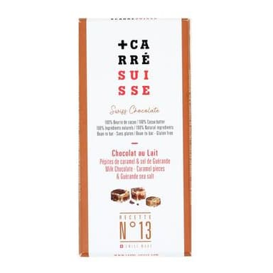 Carré Suisse Tabelette Chocolat au Lait Pépites de Caramel et Sel de Guérande, 100g