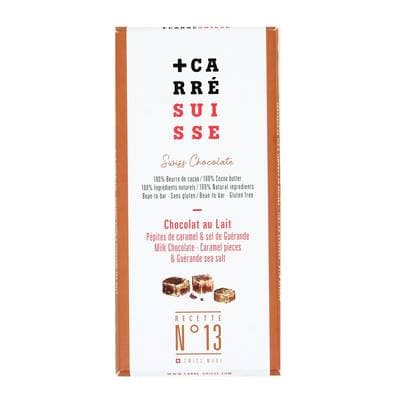 Carré Suisse Tabelette Chocolat au Lait Pépites de Caramel et Sel de Guérande, 100g