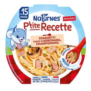 Naturnes® - P'tite Recette Spaghetti Carbonara Assiette Bébé dès 15 mois, 250g