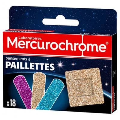 Mercurochrome Pansements Paillettes Résistant à l'Eau, 18 pièces