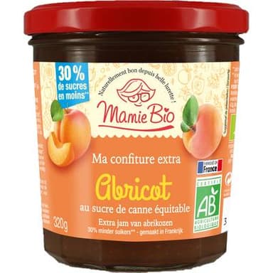 Mamie Bio Confiture extra Abricot bio, au sucre de canne Equitable, 320g