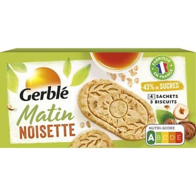 Gerblé 12 Biscuits Petit Déjeuner Noisettes -43% de sucres en moins, 200g
