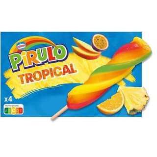 Pirulo Glaces à l'eau saveur tropicale, 4x61g