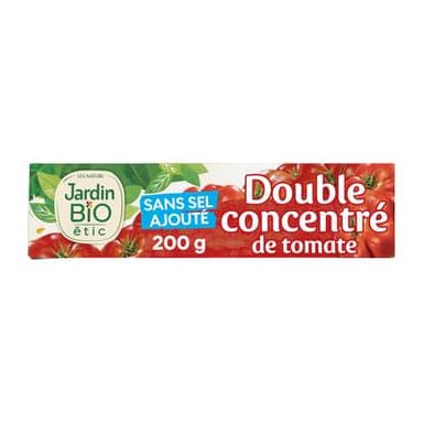 Jardin Bio Etic Double concentré de tomate Bio Sans sel ajouté, 200g