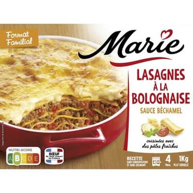 Marie Lasagnes à la bolognaise, béchamel gratinée cuisinées avec des pâtes fraiches, 1kg