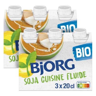 Bjorg Soja Cuisine Bio Fluide UHT, Lot de 2 - 3x20cl