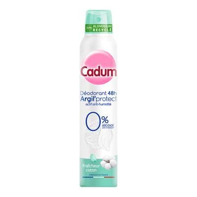 Cadum Déodorant spray Argil Protect au Coton 48H, 200ml