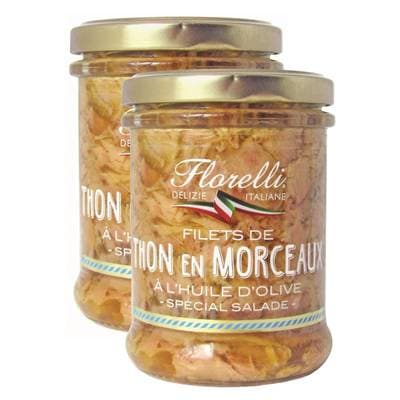 Florelli Thon en Morceaux à l'Huile d'Olive en bocal, Lot de 2x140g
