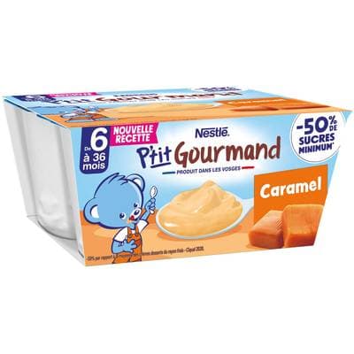 Nestlé - P'tit Gourmand Desserts Lactés Caramel Coupelle Bébé Dès 6 mois, 4x100g