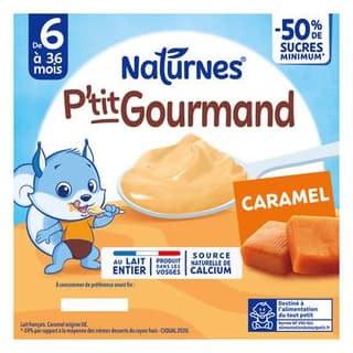 Naturnes® - P'tit Gourmand Dessert Lacté Caramel Coupelle Bébé Dès 6 mois, 4x100g