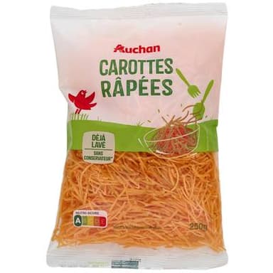 Auchan Carottes Râpées déjà lavé, 250g