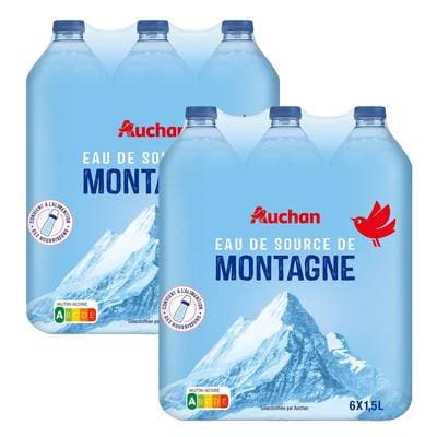 Auchan Eau de source de montagne, Lot de 2 - 6x1,5L