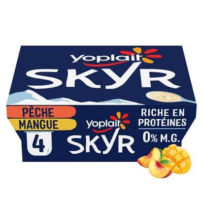 Yoplait Skyr Pêche Mangue 0%mg, 4x100g