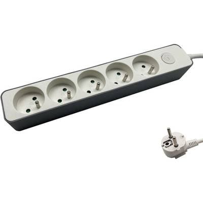 Auchan Multiprise 5 prises et interrupteur, 1,5 m