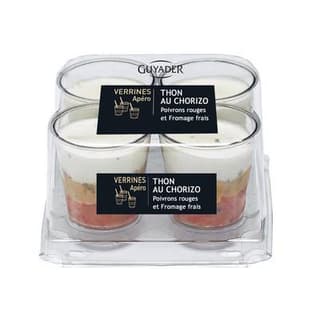 Guyader Verrines Thon au Chorizo, Poivrons Rouges et Fromage Frais, 4x40g