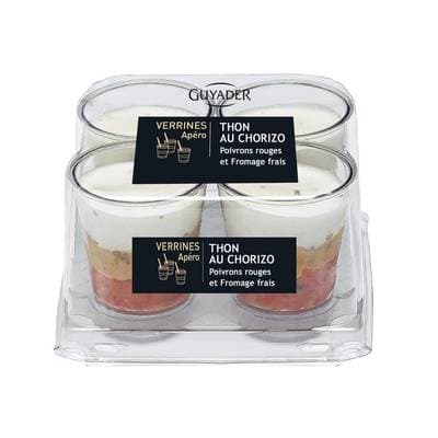 Guyader Verrines Thon au Chorizo, Poivrons Rouges et Fromage Frais, 4x40g