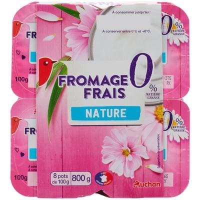 Auchan Fromage frais 0%mg, 8x100g