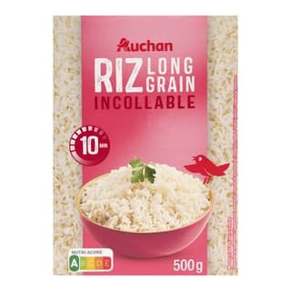 Auchan Riz long grain incollable Cuisson 10 min, 500g