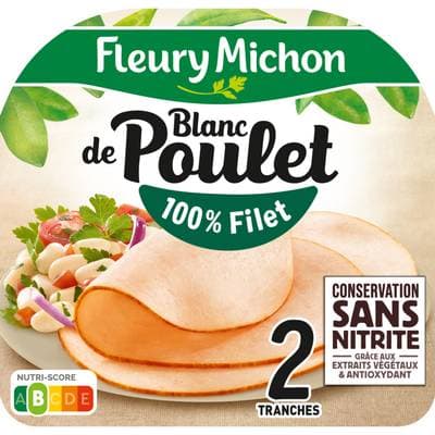 Fleury Michon Blanc de Poulet Conservation Sans Nitrites, 2 tranches - 65g